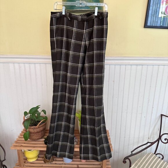 liquid black large check plaid NWT career trousers tailored 6 - Picture 2 of 9